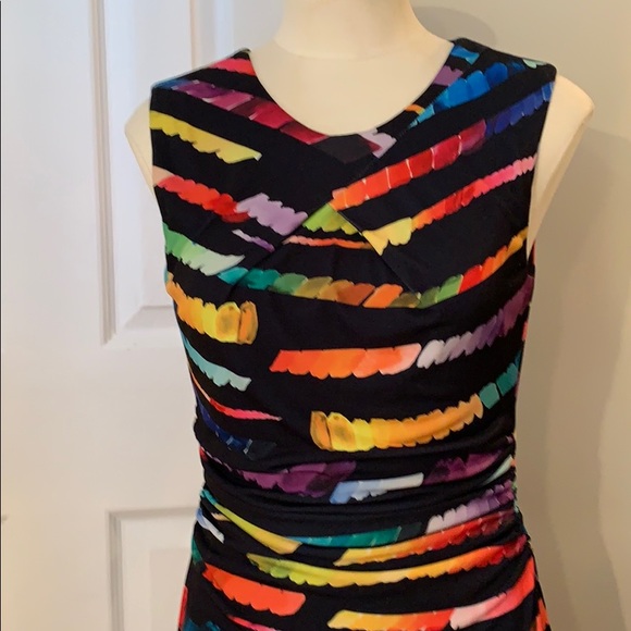 TAHARI SLEEVELESS MULTICOLOURED DRESS - Picture 3 of 8